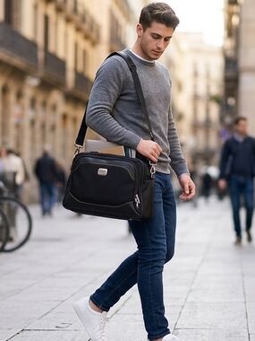 Jeep Men's Black Laptop Messenger Bag - Unbranded Authentic